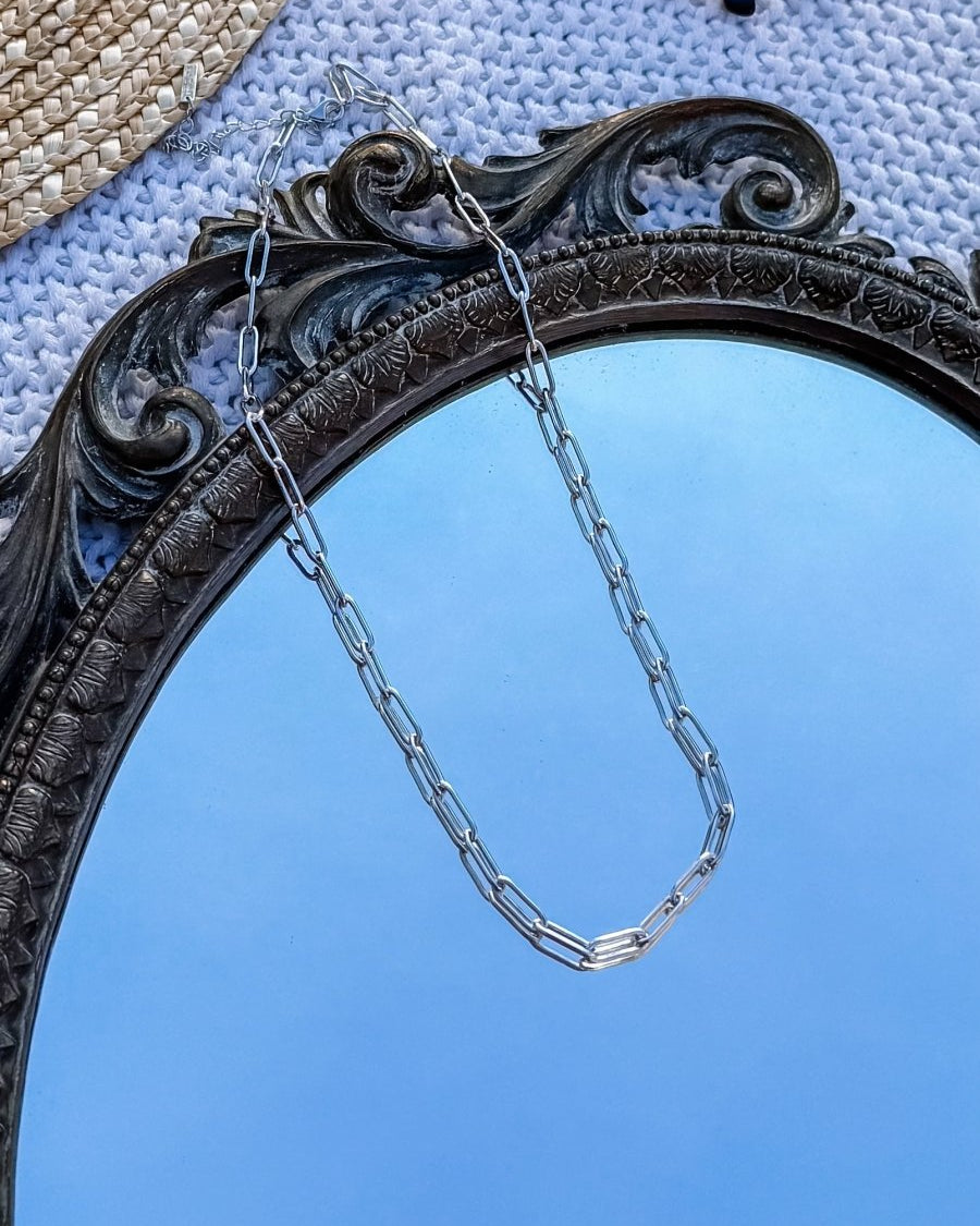 Malta Silver Paperclip Necklace - Horseshoe J & Co.