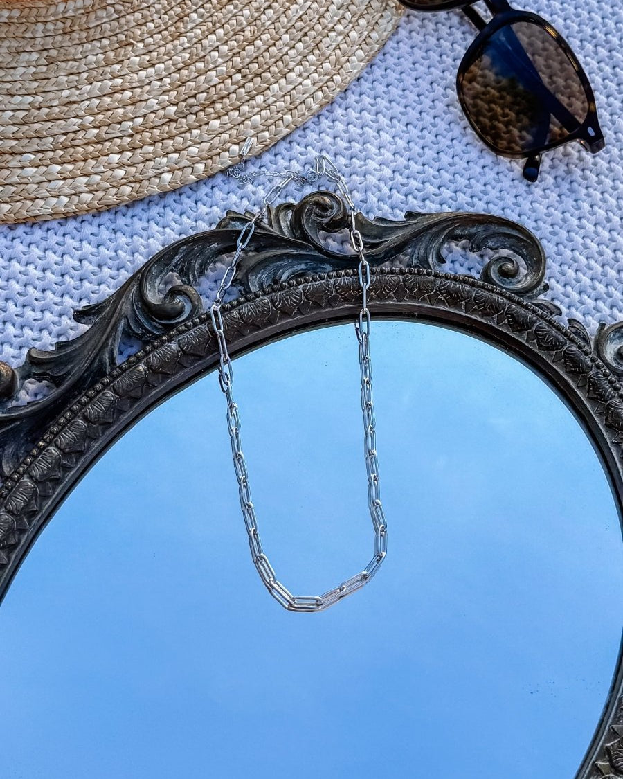 Malta Silver Paperclip Necklace - Horseshoe J & Co.