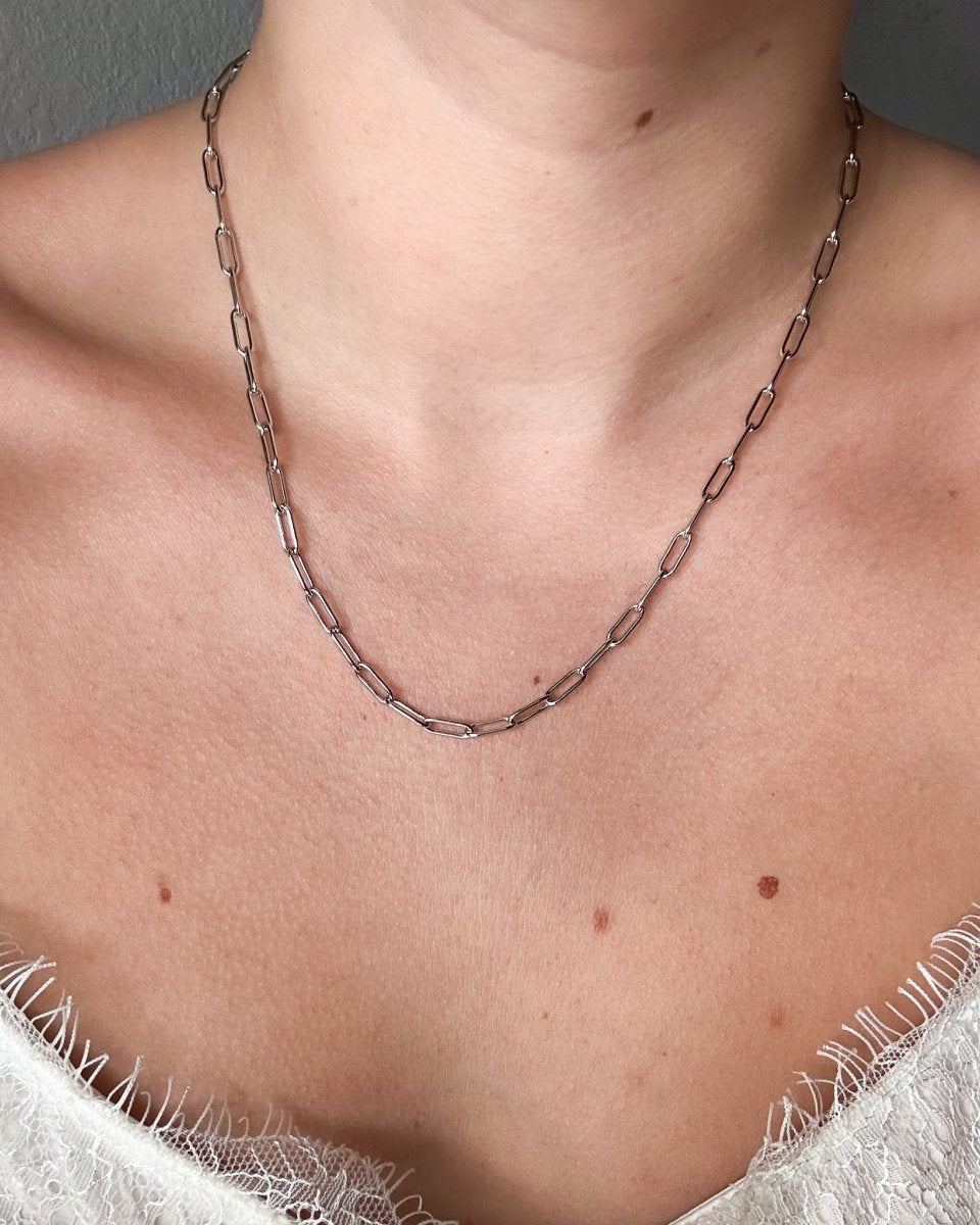 Malta Silver Paperclip Necklace - Horseshoe J & Co.