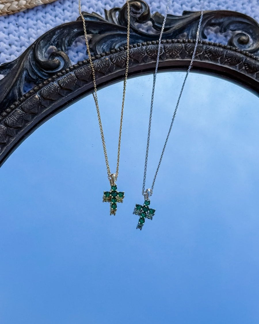 Miner Emerald Cross Necklace - Horseshoe J & Co.