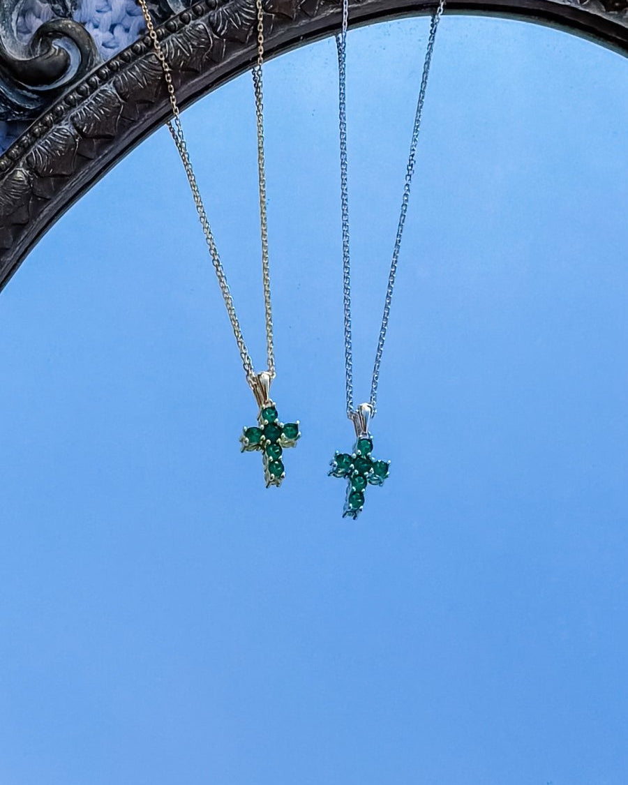 Miner Emerald Cross Necklace - Horseshoe J & Co.