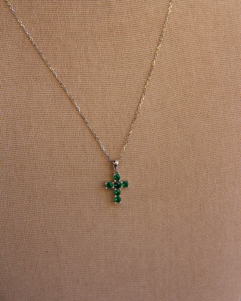 Miner Emerald Cross Necklace - Horseshoe J & Co.