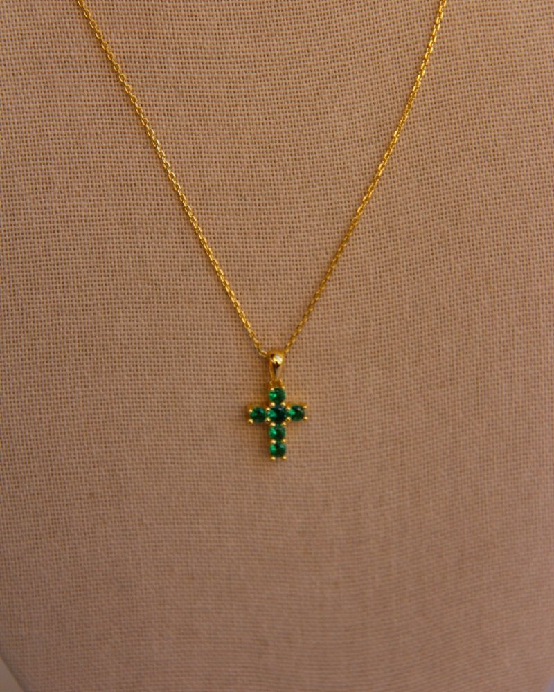 Miner Emerald Cross Necklace - Horseshoe J & Co.