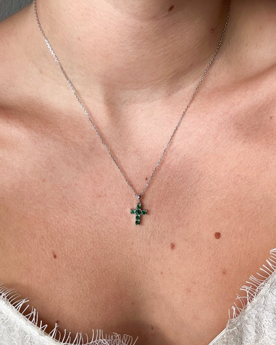 Miner Emerald Cross Necklace - Horseshoe J & Co.