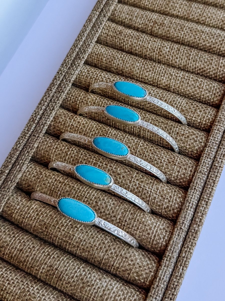 Pecos Turquoise Patterned Cuff - Horseshoe J & Co.