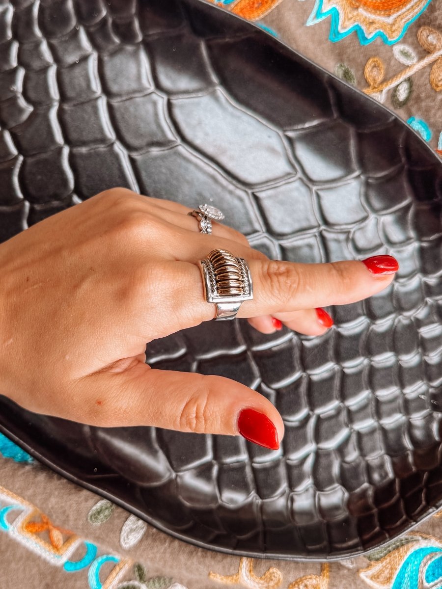 Quincy Silver + Gold Coil Ring - Horseshoe J & Co.