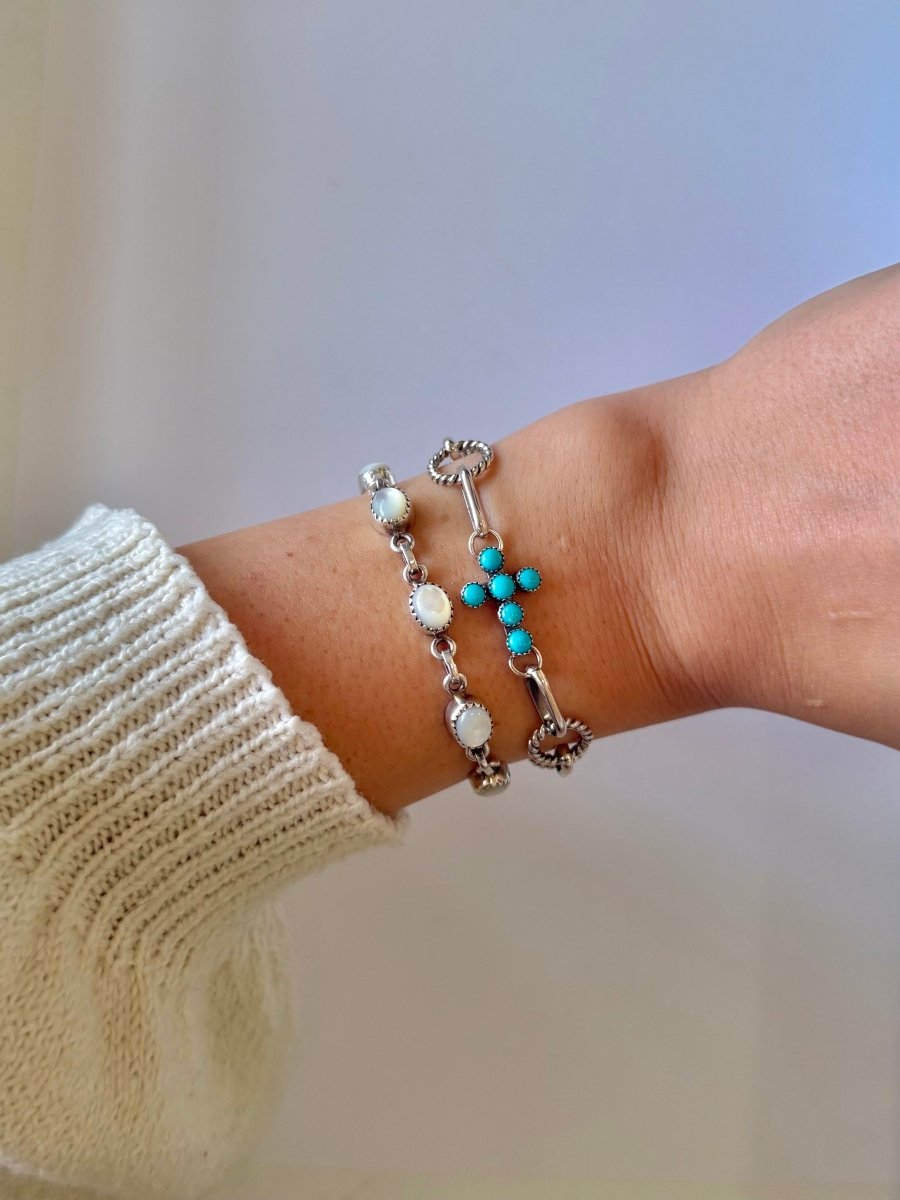 Ranchester Turquoise Cross Link Bracelet - Horseshoe J & Co.