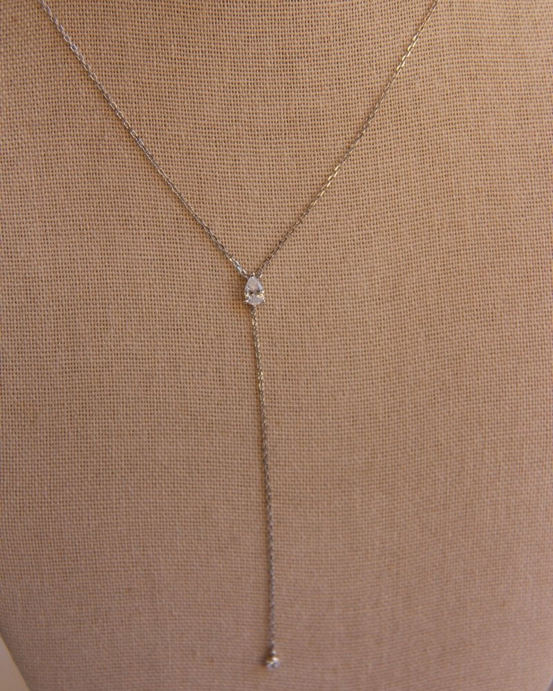 Rollins Pear CZ Lariat - Horseshoe J & Co.