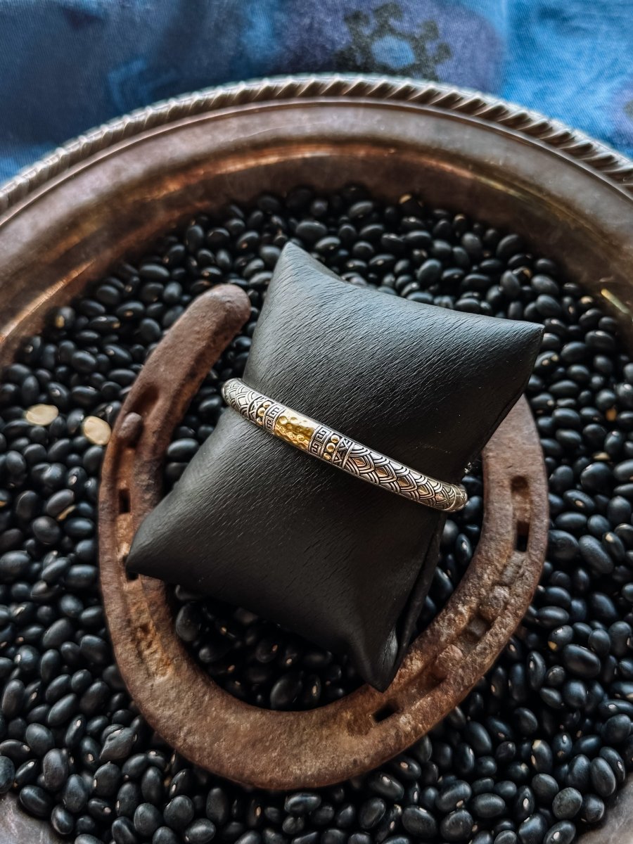 Spiffy Silver + 18K Gold Cuff Bracelet - Horseshoe J & Co.