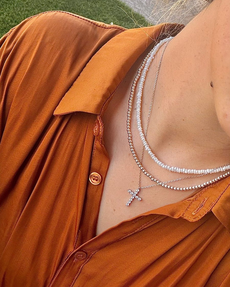 Sussex Sterling Silver Pearl Necklace - Horseshoe J & Co.