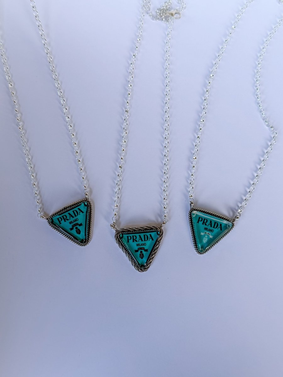 The Blue Nameplate Necklace - Horseshoe J & Co.