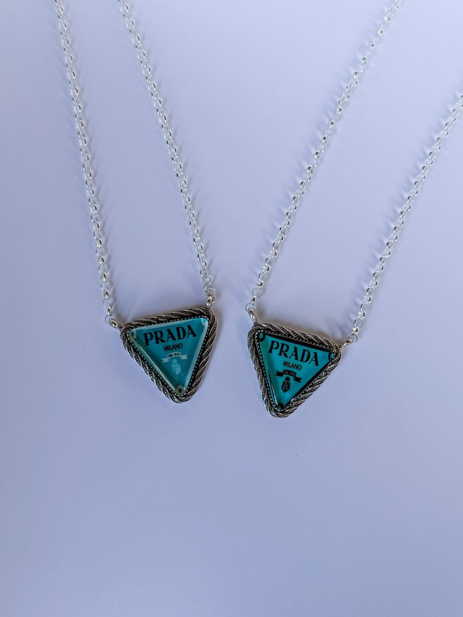 The Blue Nameplate Necklace - Horseshoe J & Co.