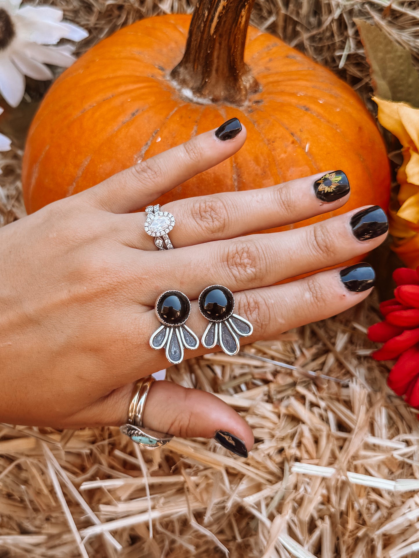 Scallywag Black Onyx/Orange Spiny Earrings