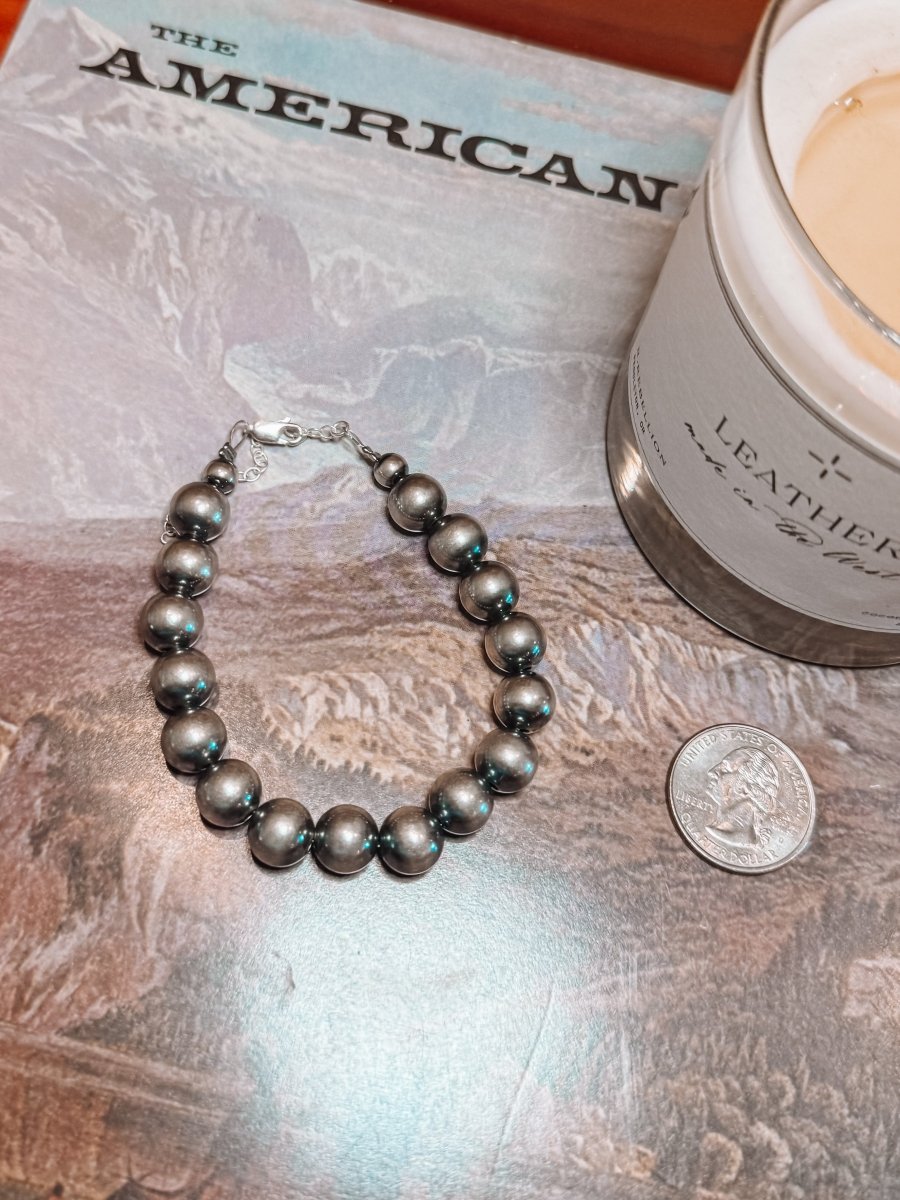 10mm Sterling Silver Pearl Bracelet - Horseshoe J & Co.