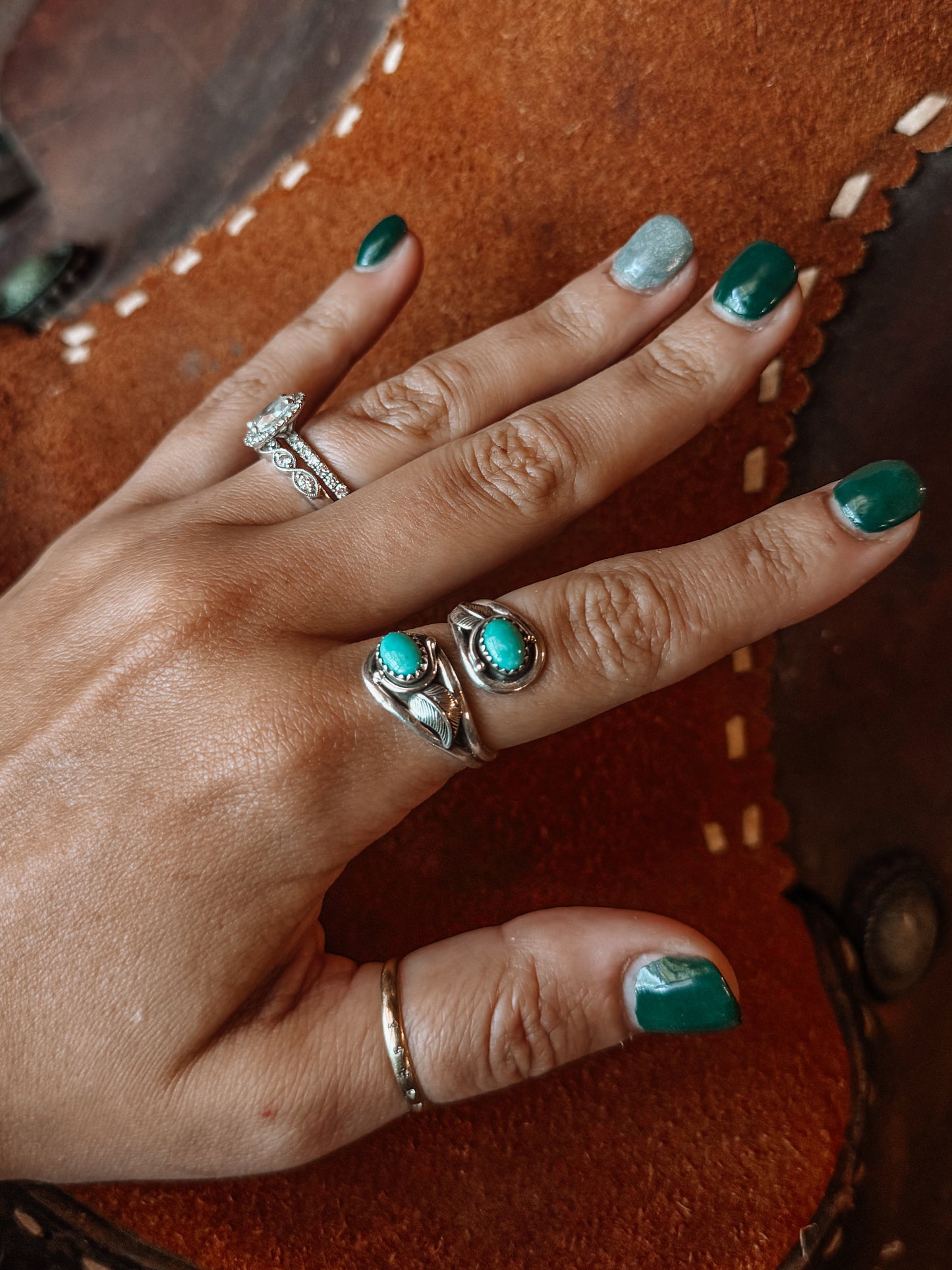 Peetz Turquoise Feather Wrap Adjustable Ring