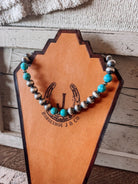 14mm 18" Sterling Silver Pearl with Turquoise Necklace - Horseshoe J & Co.