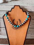 14mm 18" Sterling Silver Pearl with Turquoise Necklace - Horseshoe J & Co.