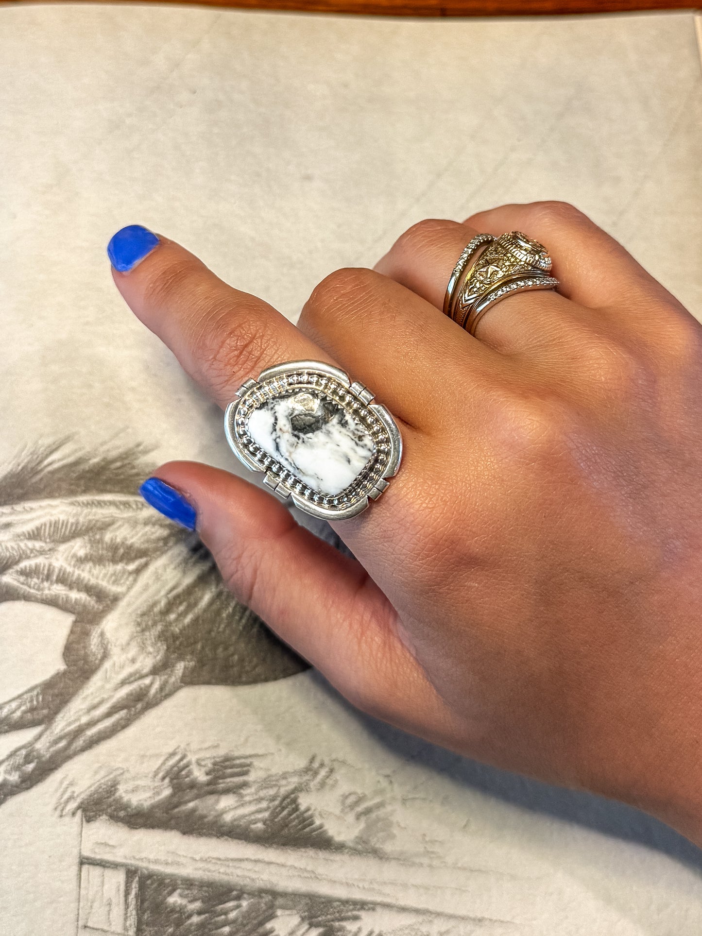 Rose White Buffalo Ring