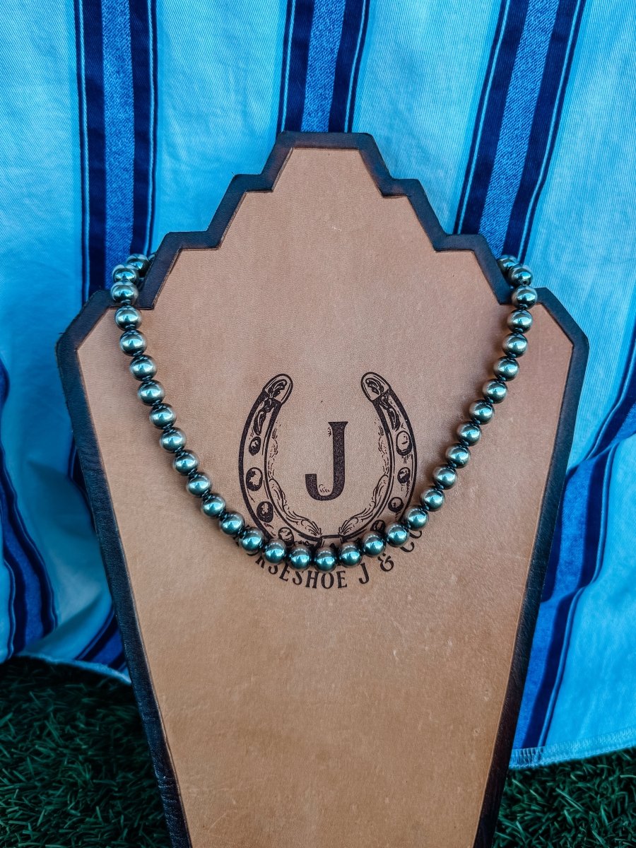 16” 10mm Sterling Silver Pearl Necklace - Horseshoe J & Co.