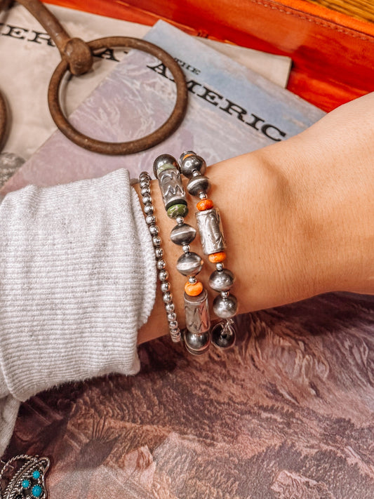 Stinnett Navajo Pearl & Stone Bracelets + Earrings Set