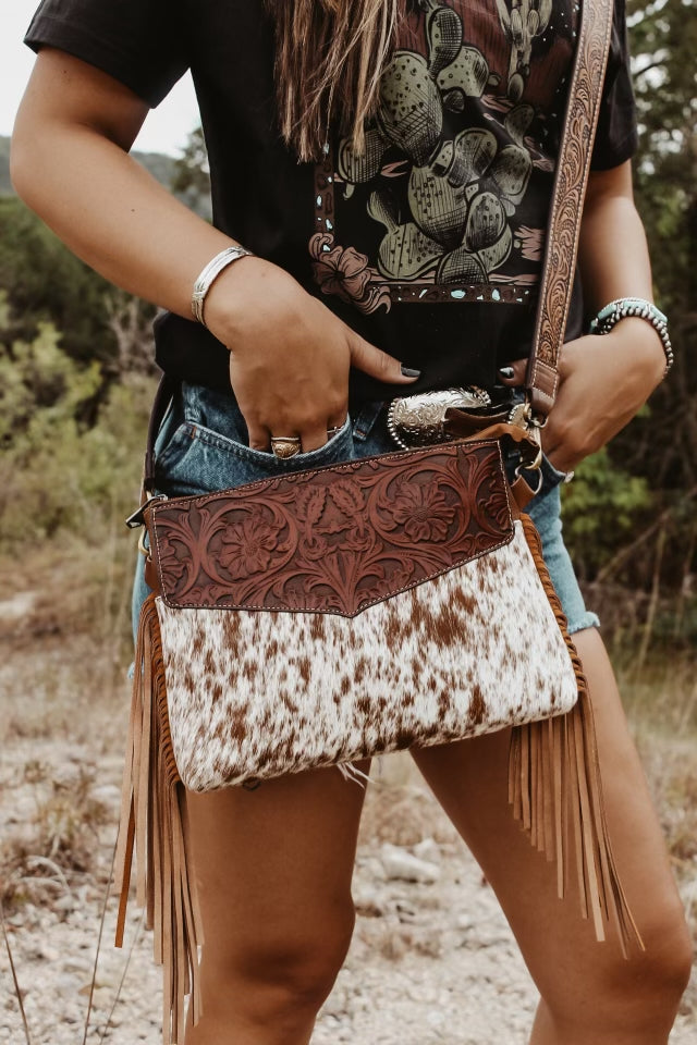 Cowhide Fringe Conceal Carry Crossbody Purse