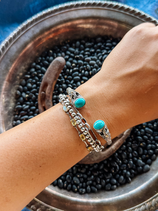 Spiffy Turquoise Cable Cuff Bracelet