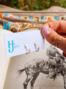 sterling silver snake print hoop earrings