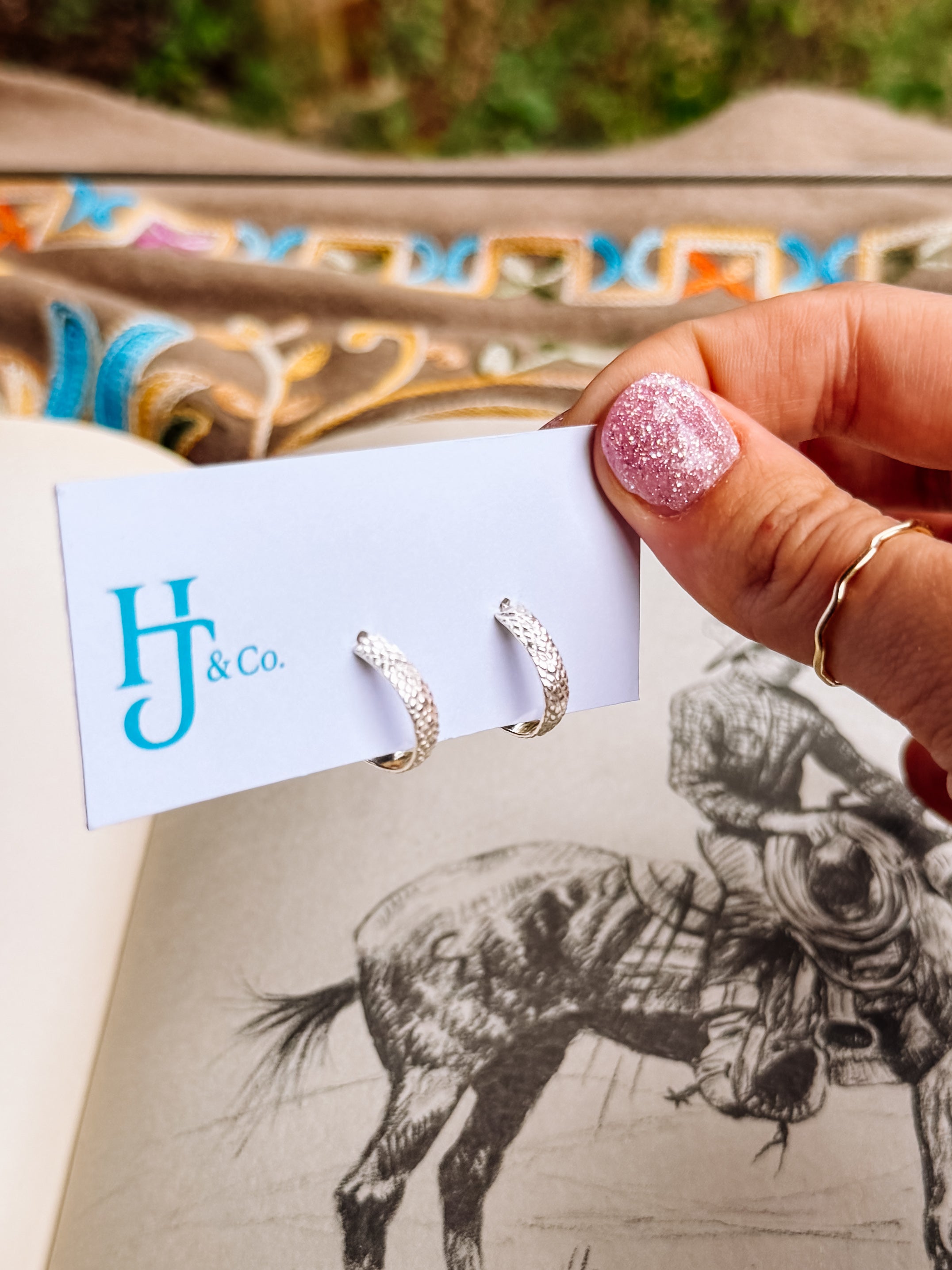 sterling silver snake print hoop earrings