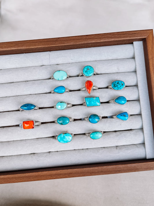 Seabrook Turquoise & Orange Spiny Rings