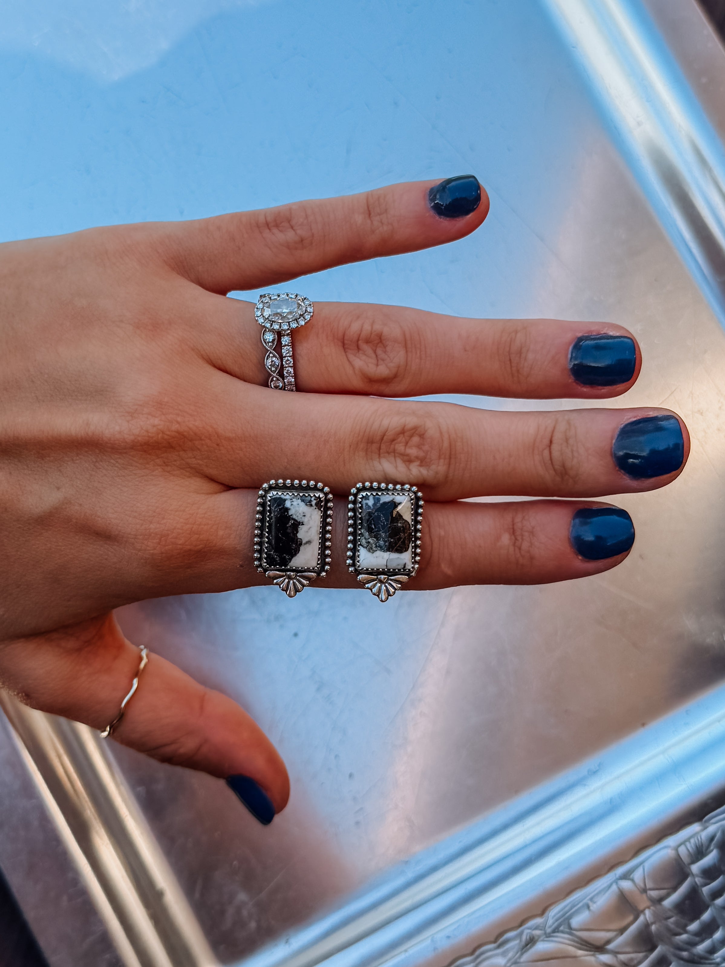 sterling silver and white buffalo stud earrings 