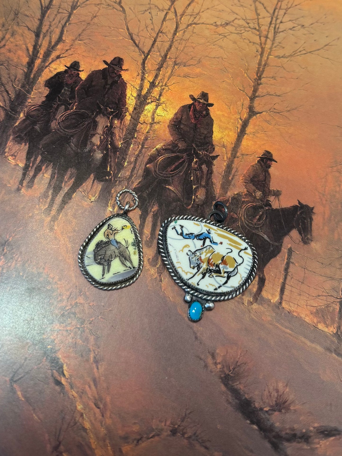 Bronc & Bull Riding Necklace Pendant