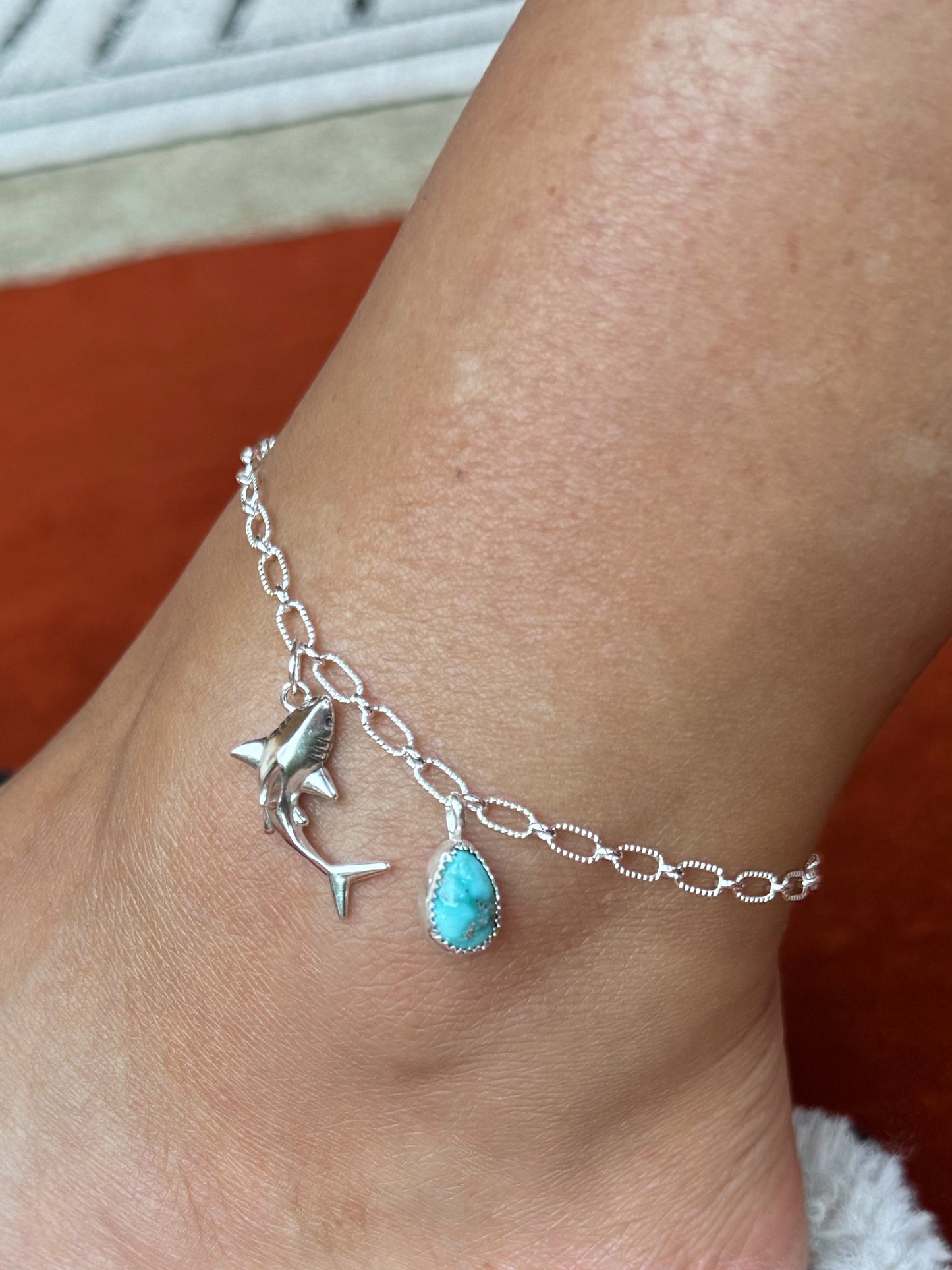 Shark Whitewater Turquoise Anklets