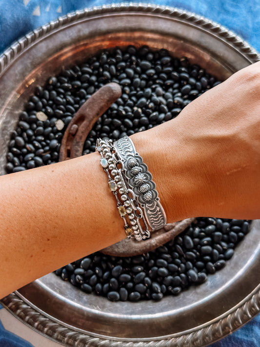 Picayune Silver Stamped Cuff Bracelet