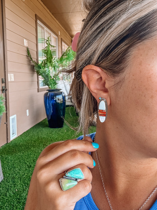 Moran Opal + Orange Spiny Oyster Earrings