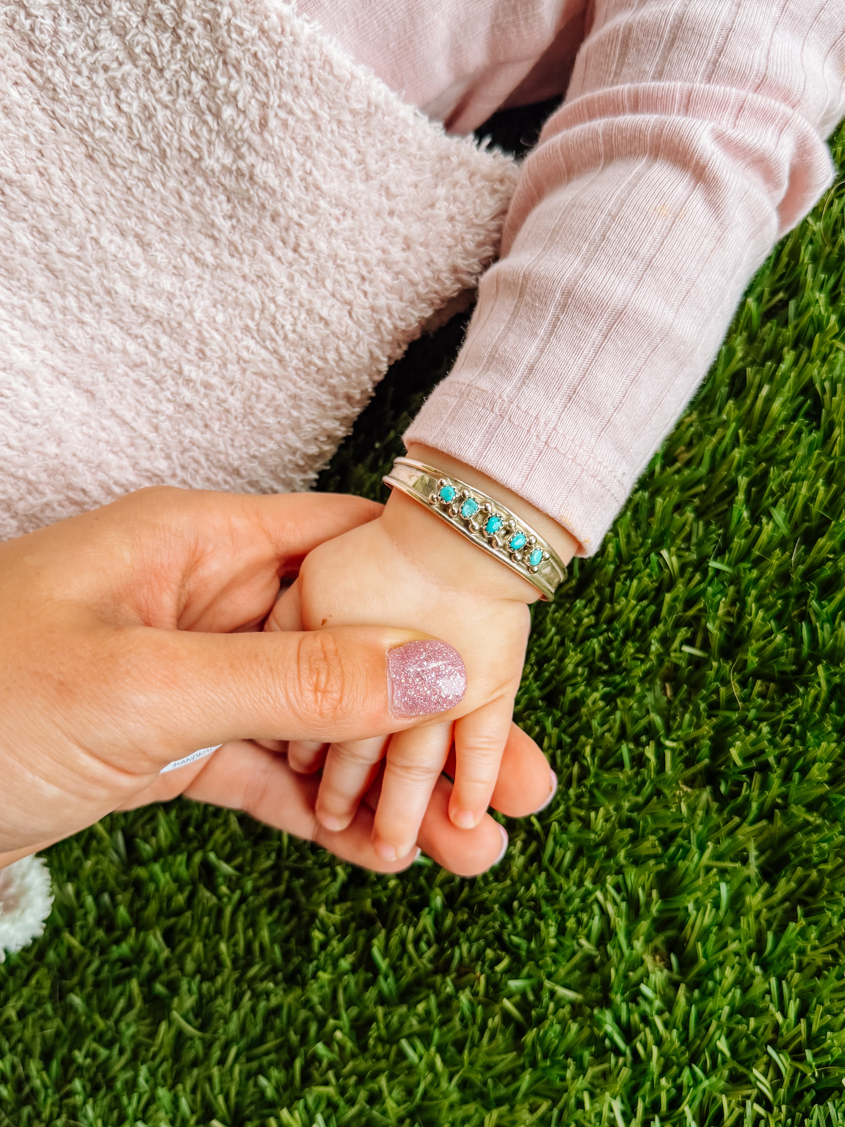 sterling silver and turquoise native american made baby cuff bracelet