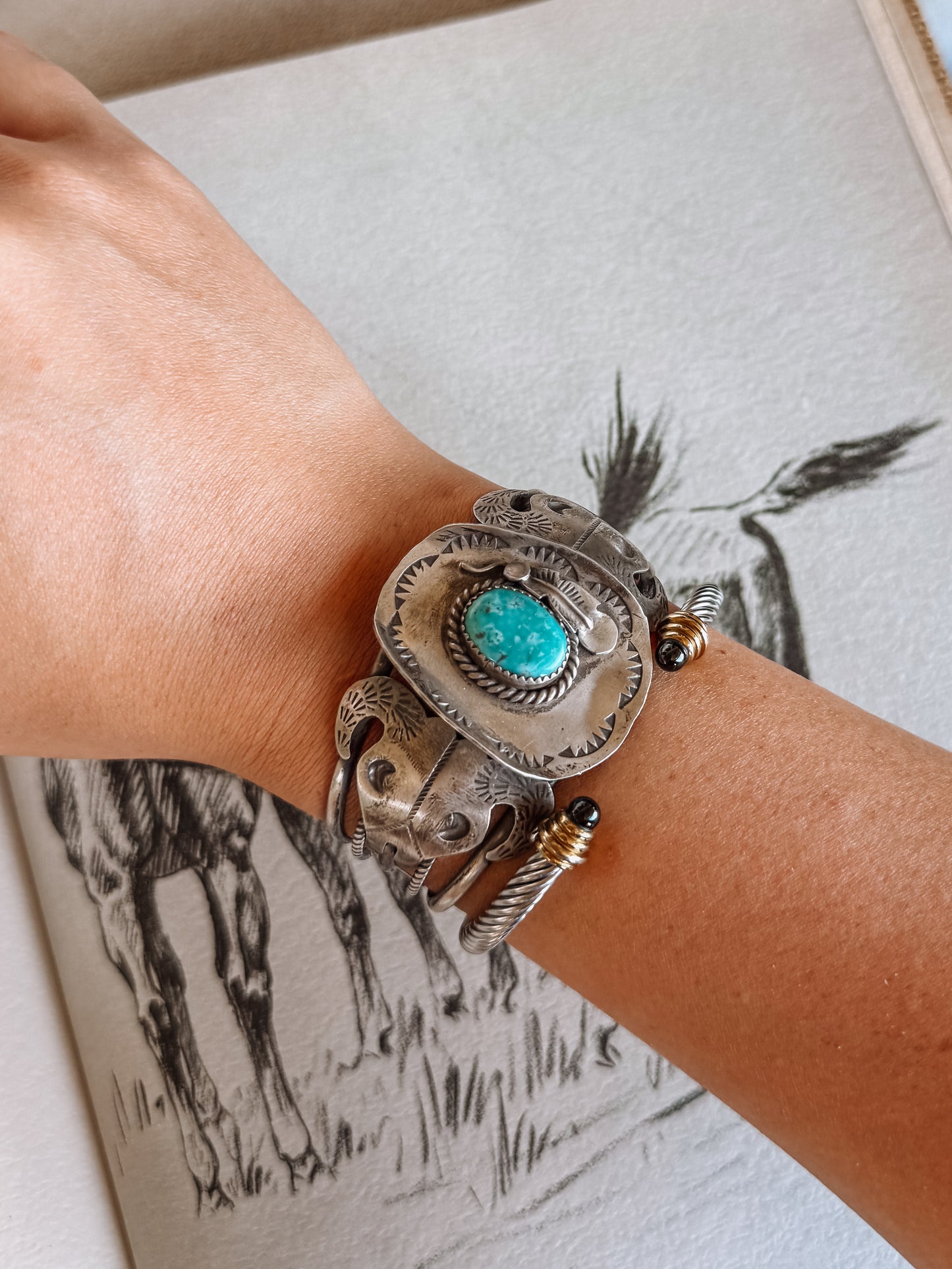 Gallatin Cowboy Hat Turquoise Cuff Bracelet