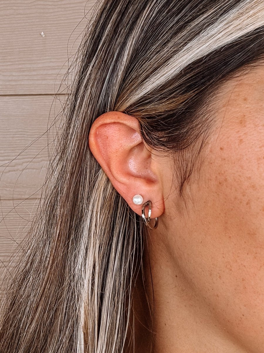 5mm Crystal Pearl Stud Earrings - Horseshoe J & Co.