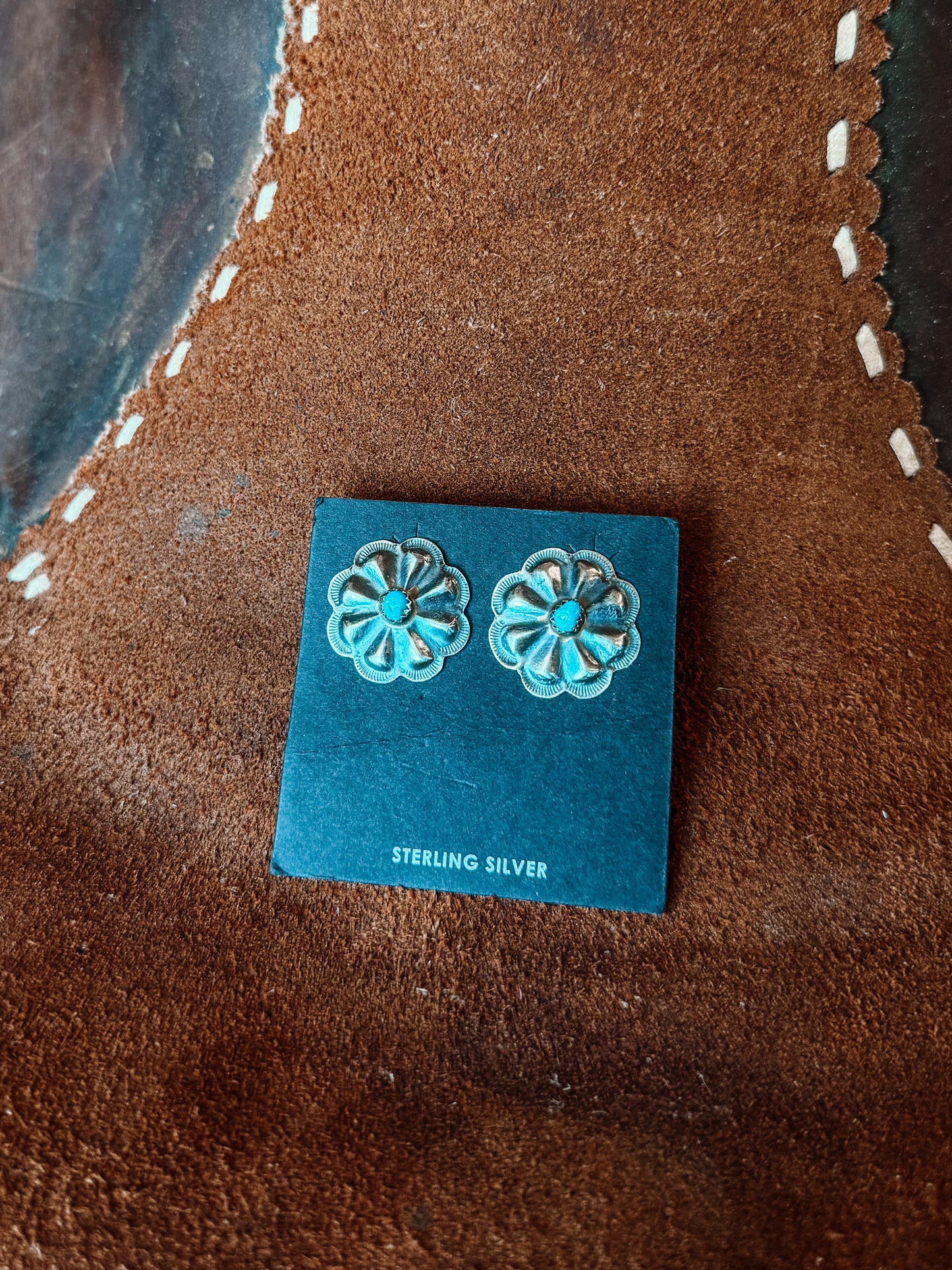 Cripple Creek Turquoise Concho Earrings