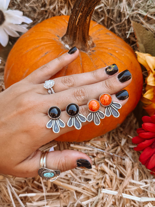 Scallywag Black Onyx/Orange Spiny Earrings