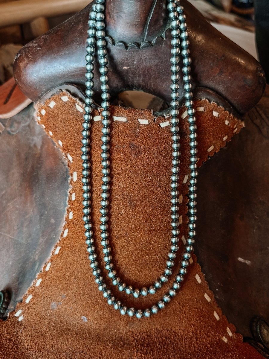 7mm Sterling Silver Pearl Necklace 22" - Horseshoe J & Co.