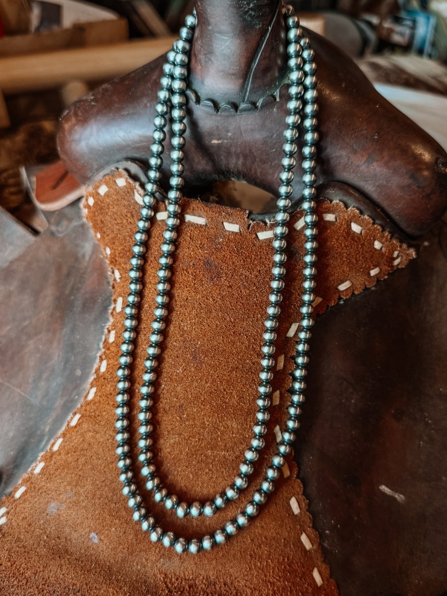 7mm Sterling Silver Pearl Necklace 22" - Horseshoe J & Co.