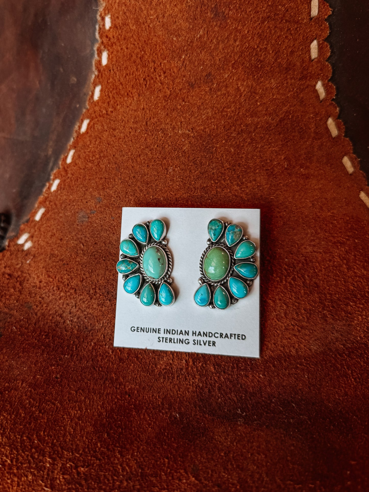 Eaton Turquoise Half Cluster Earrings