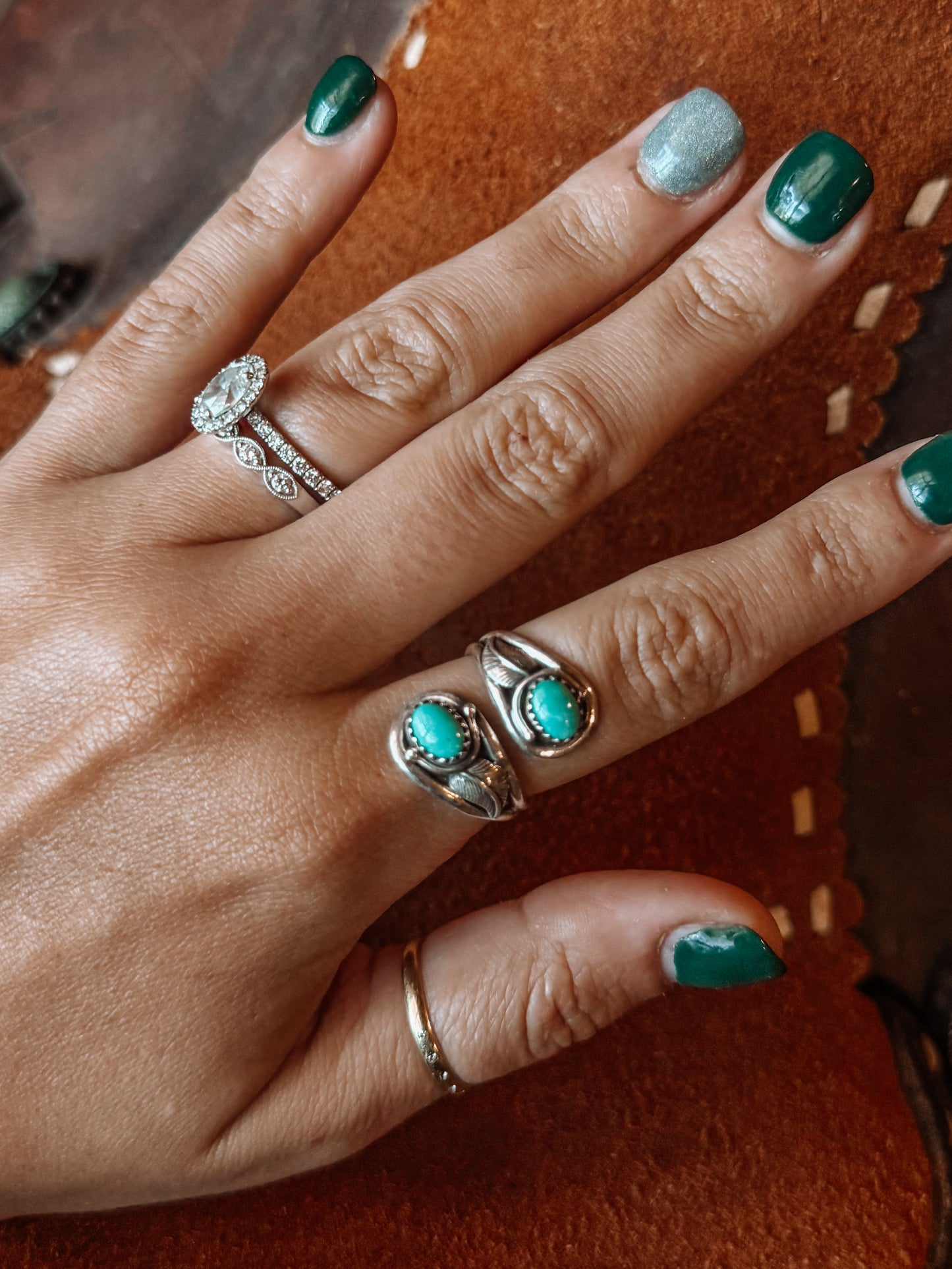 Peetz Turquoise Feather Wrap Adjustable Ring