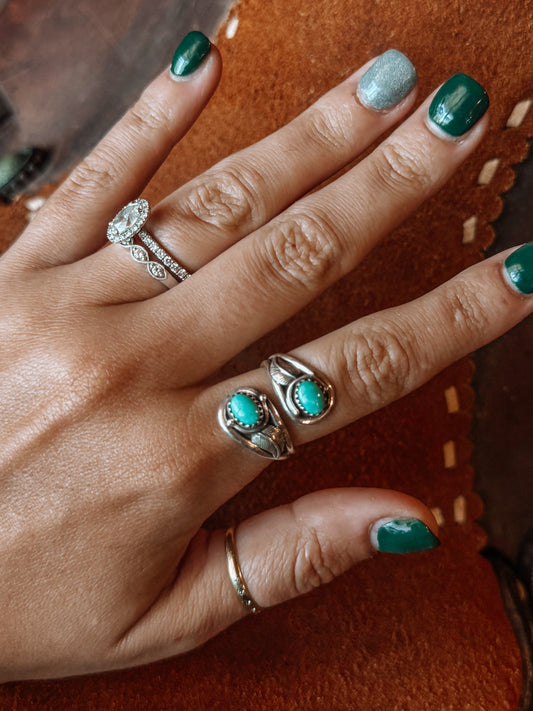 Peetz Turquoise Feather Wrap Adjustable Ring