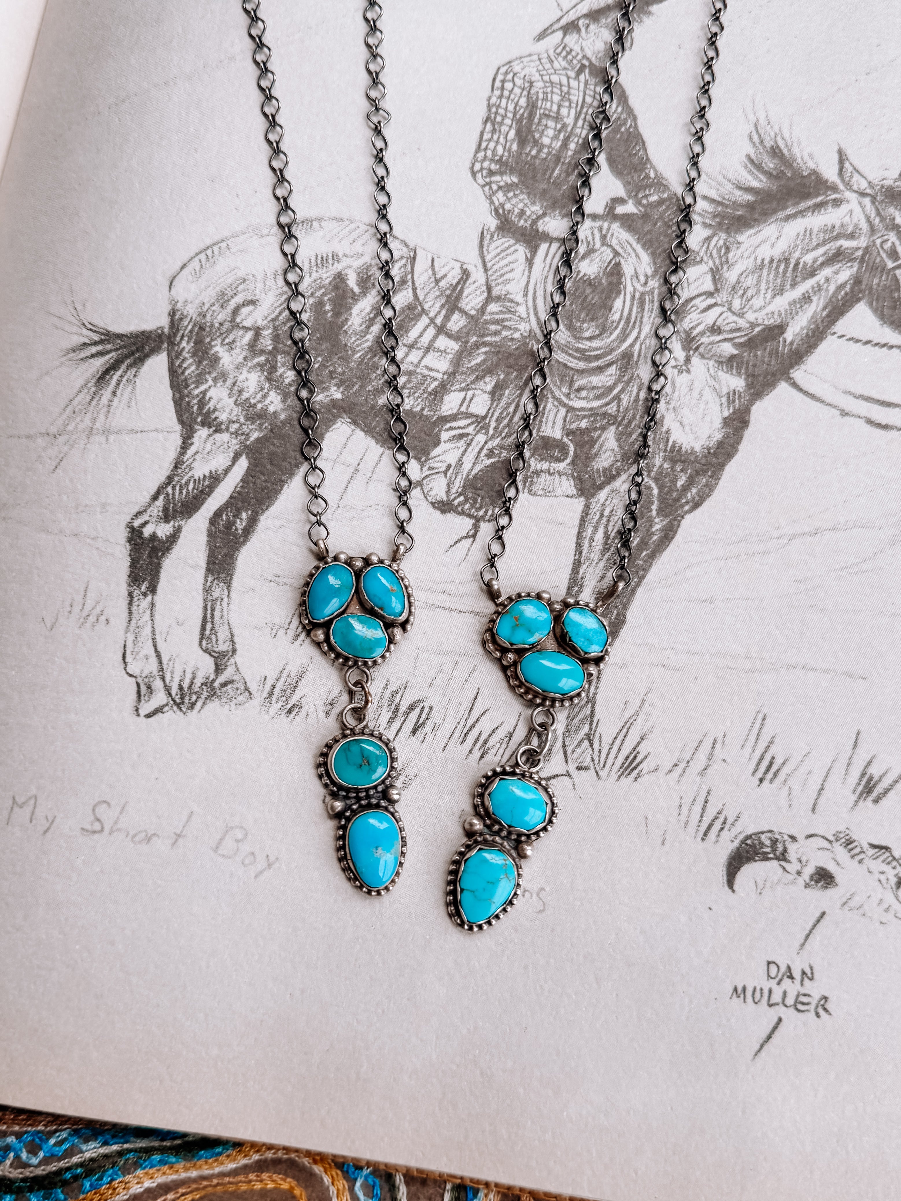 native american made turquoise lariat necklace 