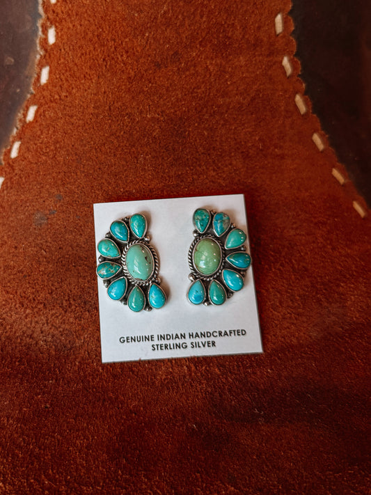 Eaton Turquoise Half Cluster Earrings