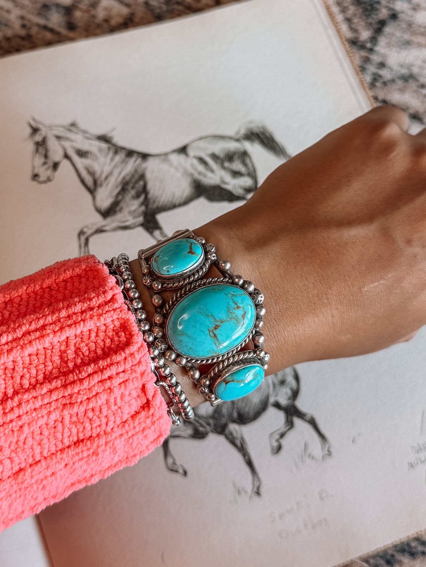 Jiminy Turquoise 3 Stone Cuff Bracelet