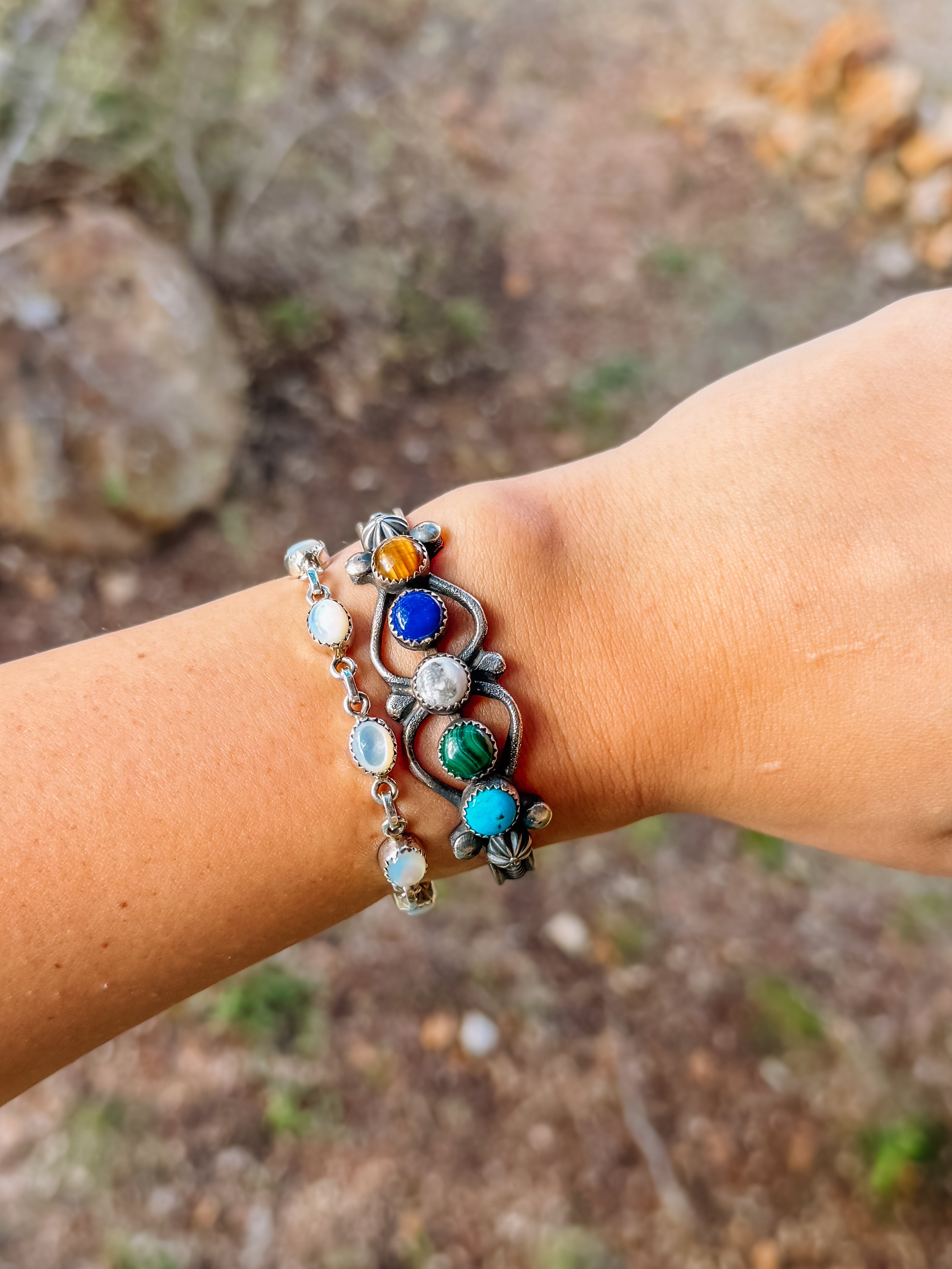 native american made multi-stone cuff bracelet