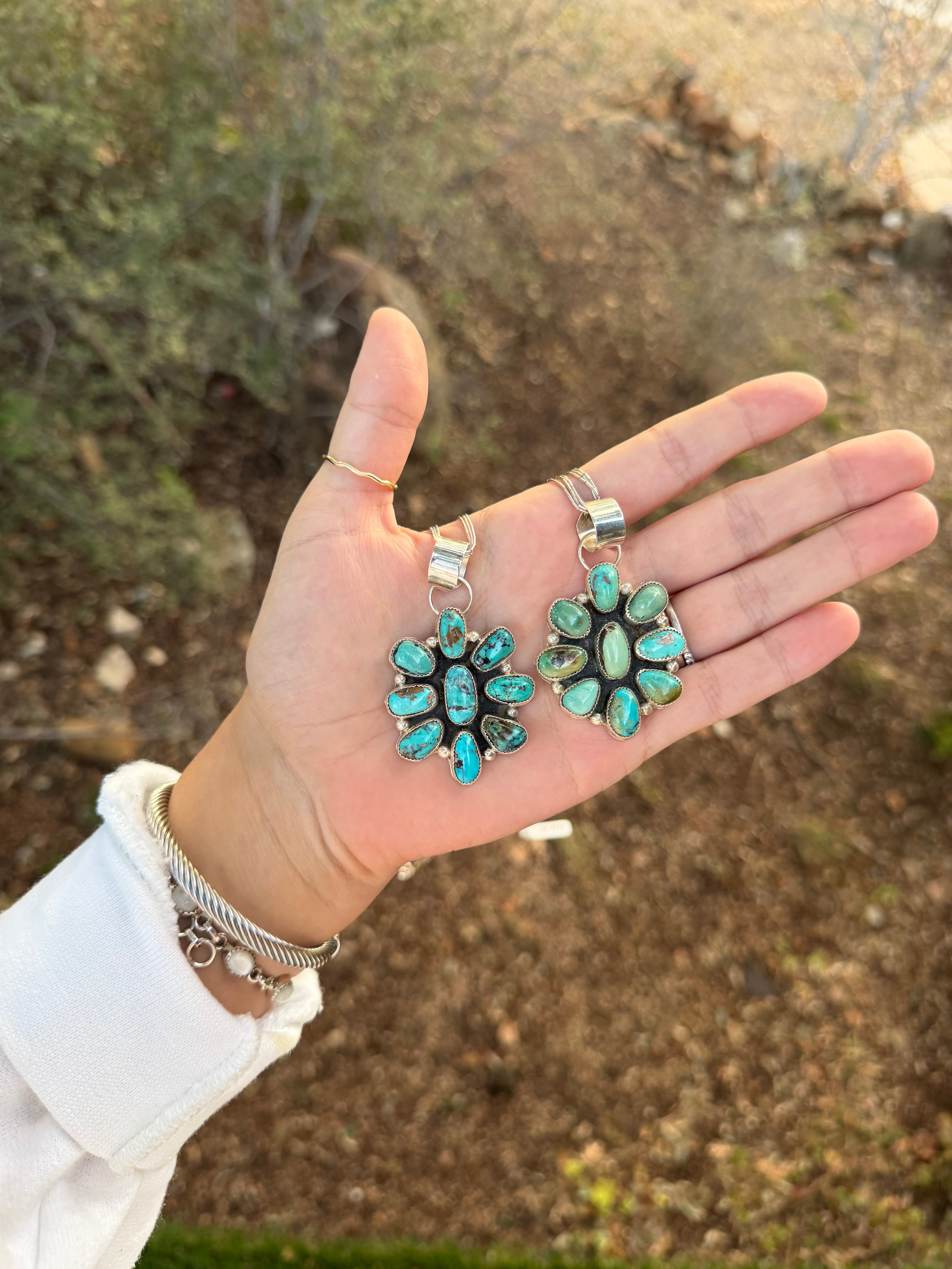 Turquoise Cluster Necklace Pendant