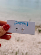 9mm Cross Stud Earrings - Horseshoe J & Co.